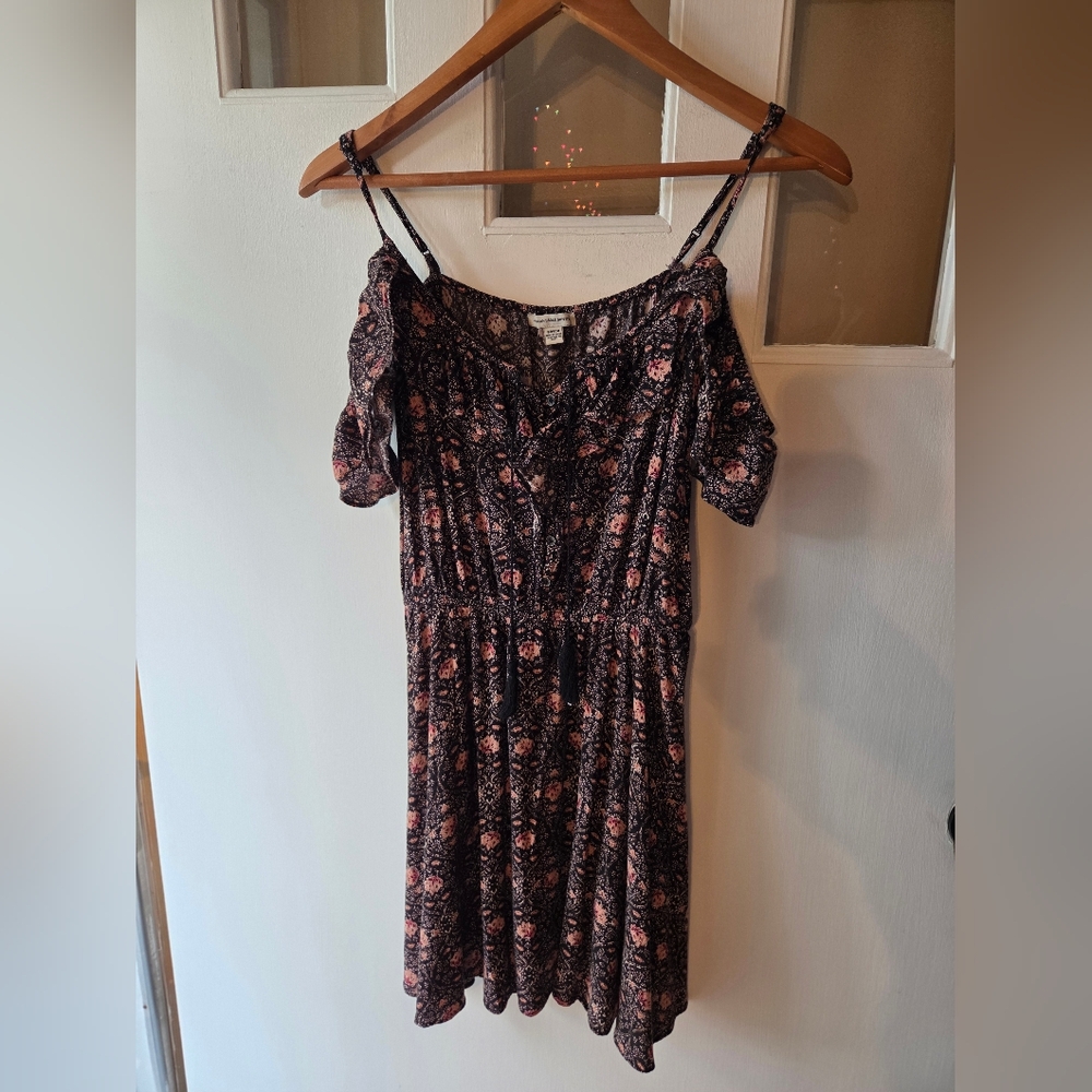 American Eagle Outfitters Black and Pink Mini Dress